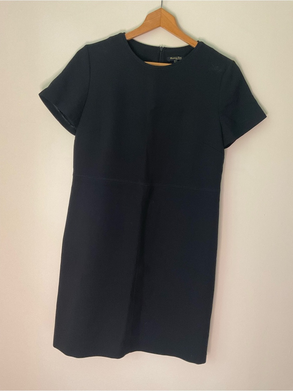 Massimo Dutti Black Short-Sleeve Mini Dress